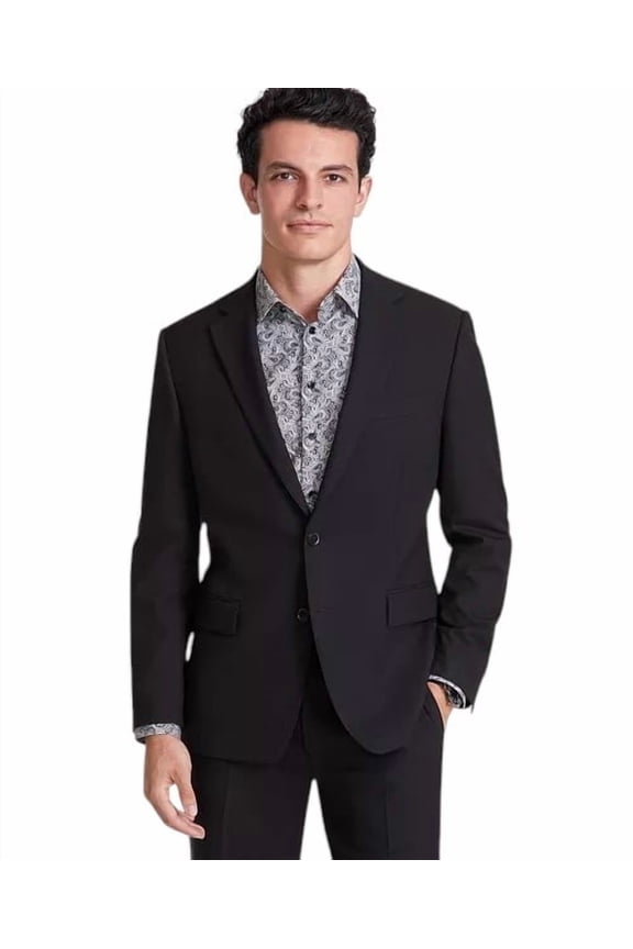 Mens Classic fit Suit Jacket Blazer 48 R Black Solid Stretch