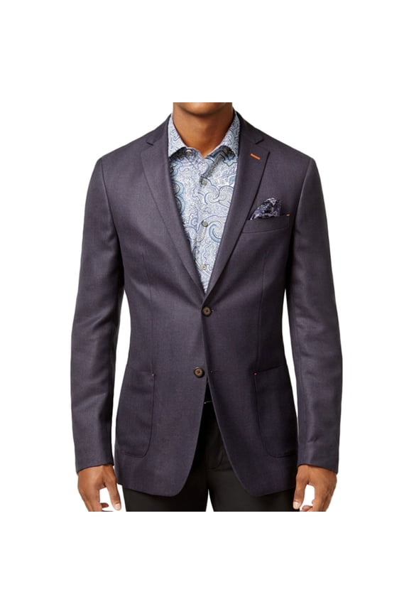 Tallia Mens Dotted Two Button Blazer Jacket, Purple, 36 Short