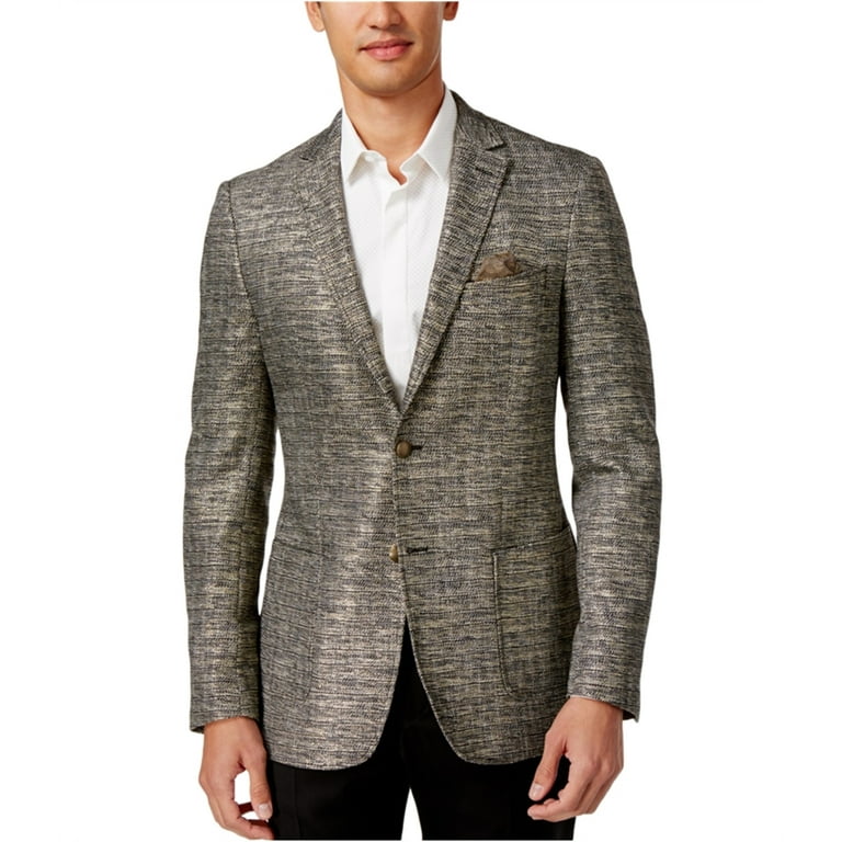 Tallia Mens Metallic Two Button Blazer Jacket Metallic 40 Short