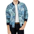 thumbnail image 1 of Tallia Mens Modern-Fit Tropical Print Bomber Jacket, Blue, Large, 1 of 2
