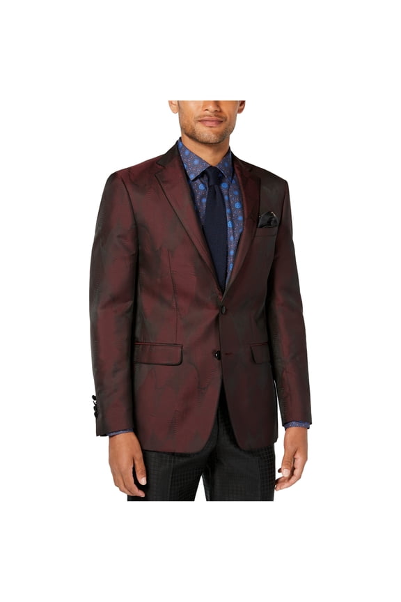 Mens New Wave Two Button Blazer Jacket, Red, 38 Regular