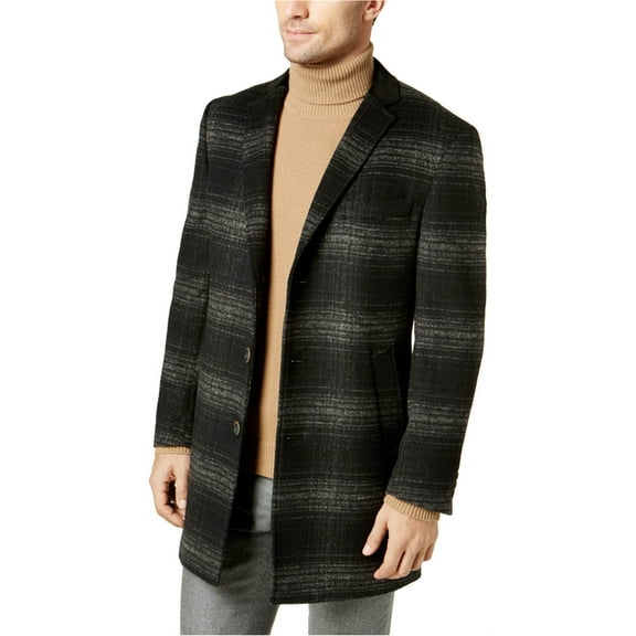 Tallia Mens Plaid Coat, Grey, Medium
