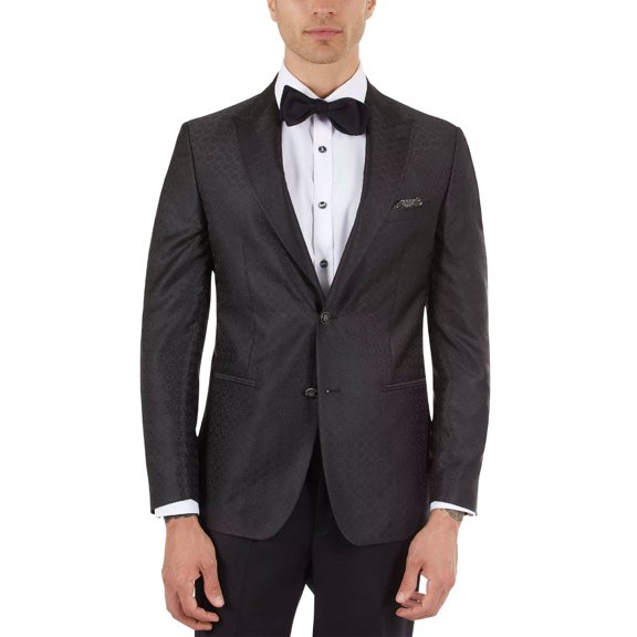 Tallia Mens Slim Fit Medallion Jacquard Dinner Jacket 46 Regular Black NWT $295