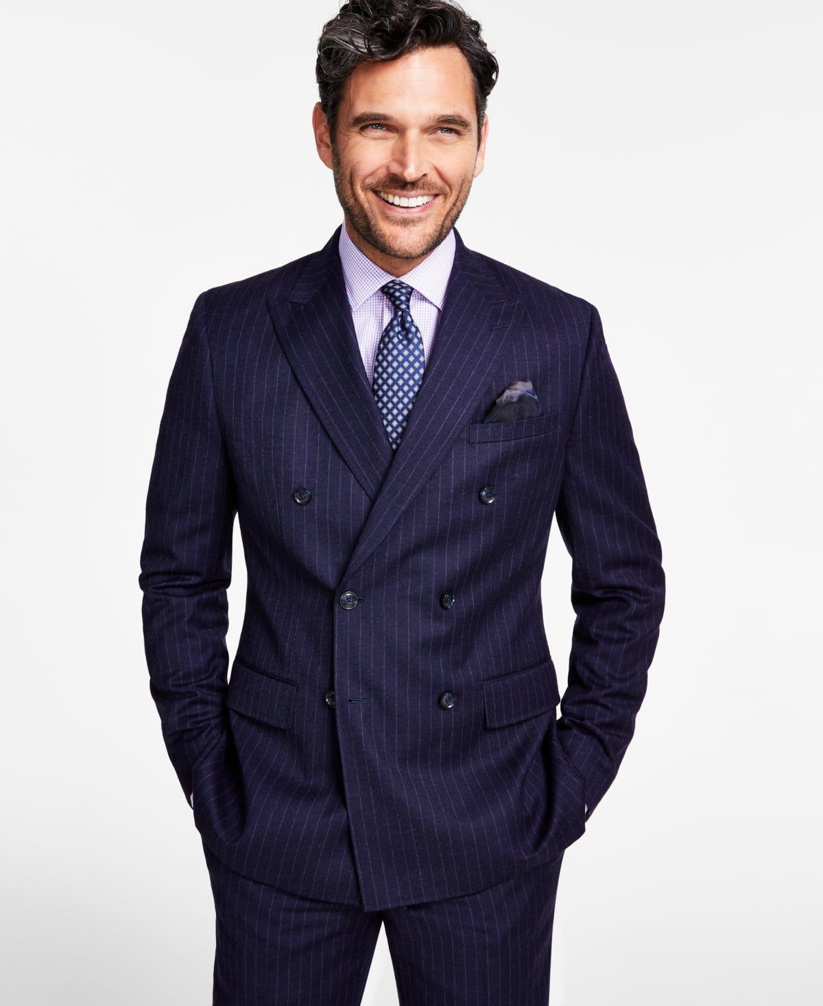 Men's Stacy Adams Modern Fit Business Sport Coat Blazer in Dark Navy Blue Plaid main image 1