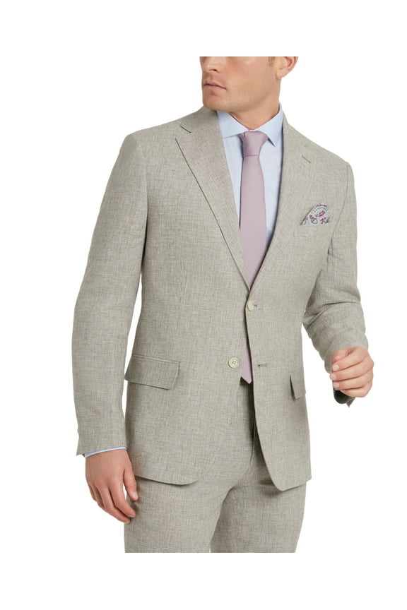 Mens Slim Fit Tan Houndstooth Suit Jacket Tan 42L