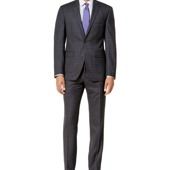 Tallia Mens Slim-Fit Two Button Blazer Jacket, Grey, 40 Short