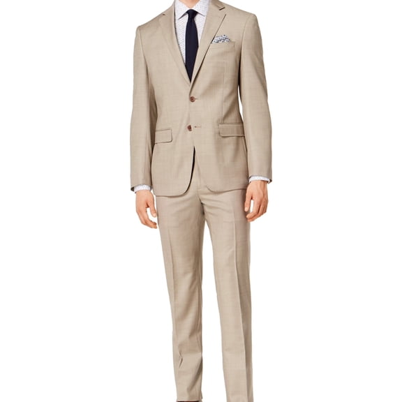 Tallia Mens Slim-Fit Two Button Formal Suit, Beige, 44 Regular / 37W x UnfinishedL