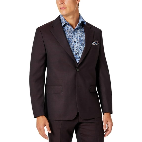 Tallia Mens Slim Fit Wool Suit Jacket 44 Long Wine Sport Coat - NWT $425