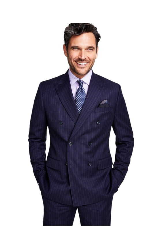 Mens Slim fit Double Breasted Suit Jacket Blazer 36 R Blue Striped