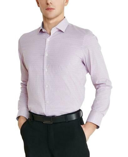 tallia dress shirts Tallia Men's Slim-Fit Non-Iron Performance Stretch Paisley-Print Dress Shirt with Pleated Face Mask - White/black