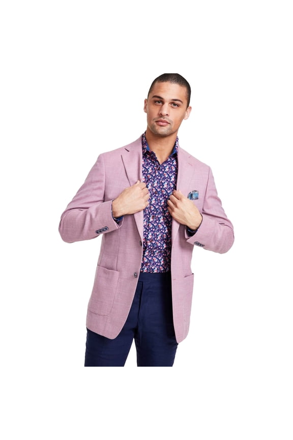 Mens Wool Blend Two Button Blazer Jacket, Purple, 40 Regular