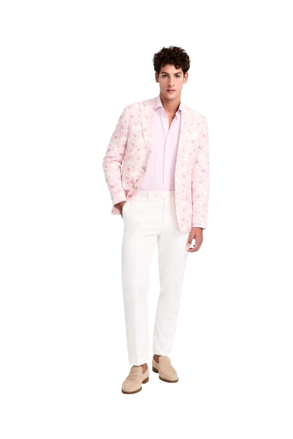 Mens Slim fit Sport Coat Blazer 44 R Pink Floral Stretch