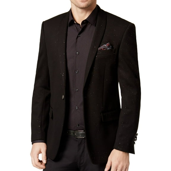 Tallia Mens Sparkle Sport Coat, Black, 42 Long