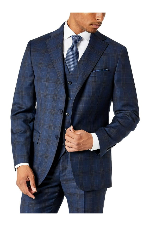 Men’s Verdello Wool Slim Fit Two-Button Blazer Size 38Reg Navy/Brown New