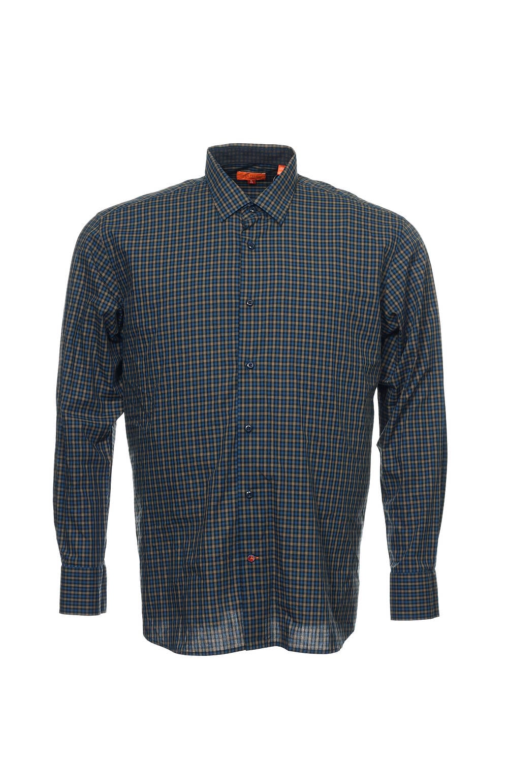 tallia orange dress shirts TALLIA ORANGE Slim Fit Check Mens Dress Shirt Steel Blue 17.5|32-33 $89.50 NWT