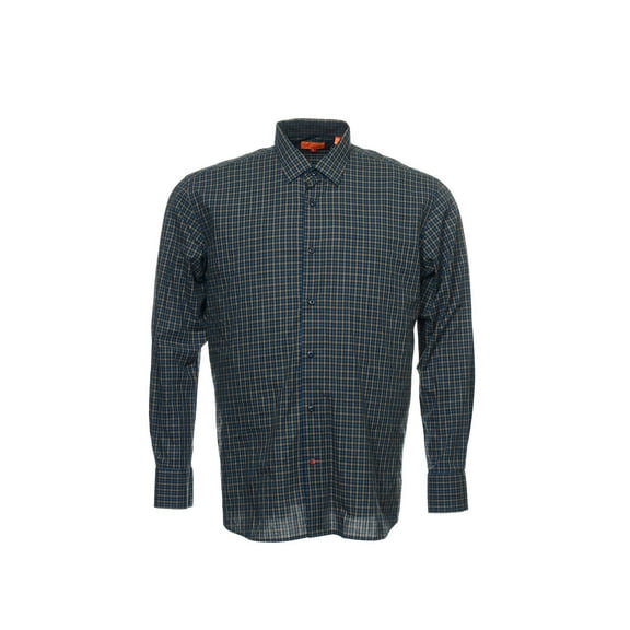 Tallia Orange Blue Plaid Button Down Shirt Sport , Size XLarge