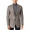thumbnail image 1 of Tallia Orange Slim Fit Grey and Brown Check Wool 2-Button Sportcoat Blazer, 1 of 2
