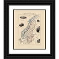 thumbnail image 1 of Tallis 12x14 Black Ornate Wood Framed with Double Matting Museum Art Print Titled - Sweden Norway - Tallis 1851, 1 of 4