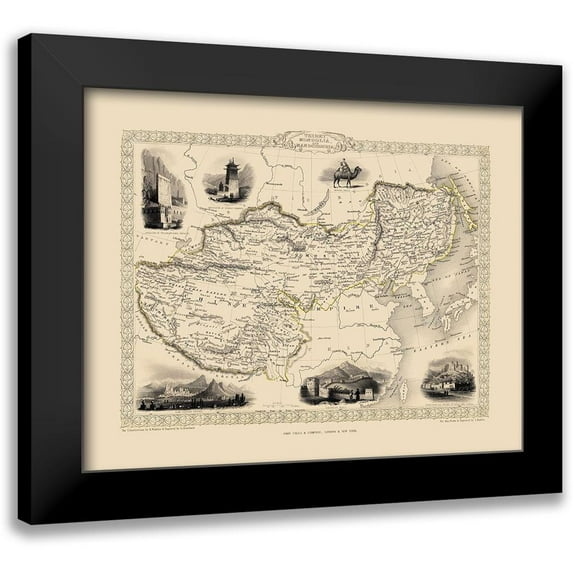 Tallis 18x15 Black Modern Framed Museum Art Print Titled - Asia China Tibet Mongolia - Tallis 1851