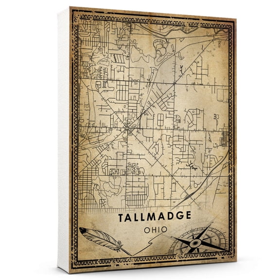 Tallmadge Vintage Map Prints Canvas, Ohio Map Art Canvas, Canvas, Tallmadge Map City style vintage Canvas , Canvas Wall Art, Street Map Artwork Canvas
