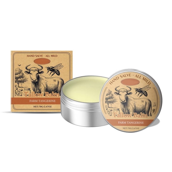Tallow Balm Hand Salve Gentle Formula with Farm Tangerine Scent, All Mild, Portable Tin for Daily & On-the-Go Hand Care