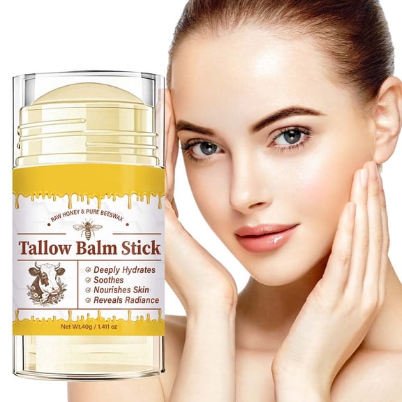 Tallow Honey Beeswax Repair Balm Stick for Deep Moisture, Soothing Nourishing Solid Lotion for Glow, Hydrating Skin Salve 40g