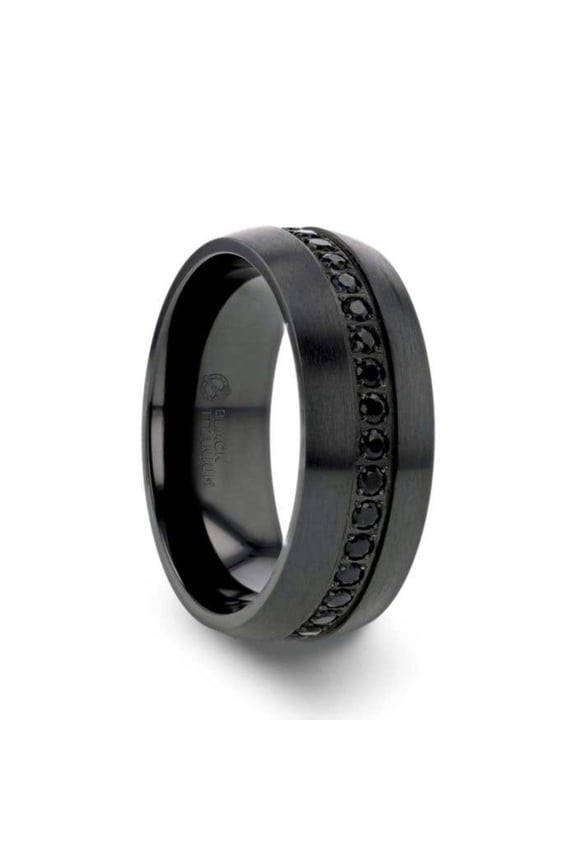 Talon Titanium Wedding Ring Men Black Sapphires Center Band
