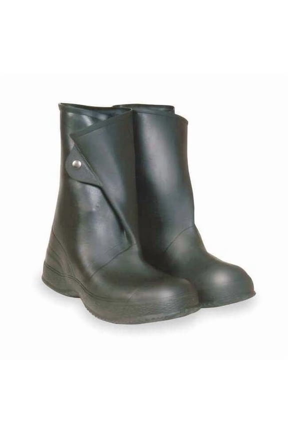 Overboots, Plain Toe, PVC/Vinyl, 12 in H, Snap Tab, Chevron Sole, Black, 10 (Formerly Talon Trax),PR