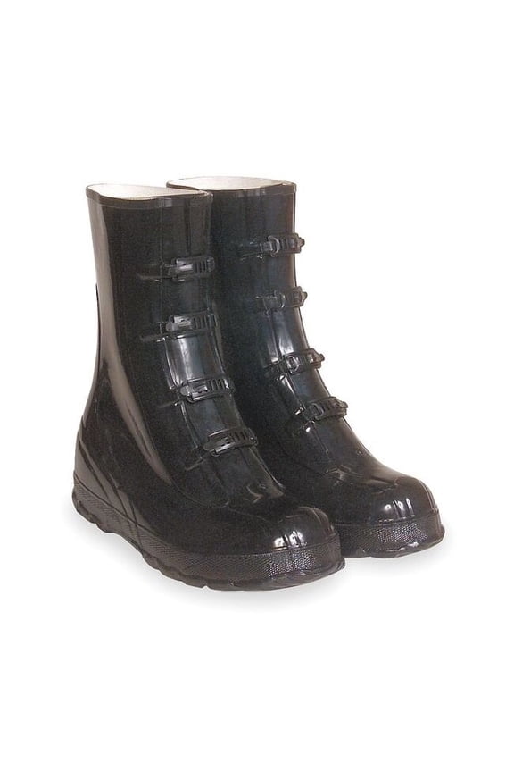 Overboots, Plain Toe, 12 in H, Buckles, Chevron Sole, Black, 14, PR