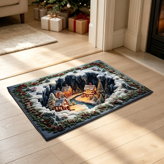 Talqzovs 3D Christmas Rugs , 23.6 in x 15.7 in Optical Illusion Mat Welcome Mat Outdoor for Kitchen Bathroom Entryway Doormat