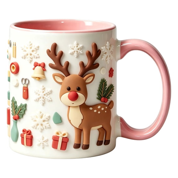 Talqzovs Christmas Mugs , Coffee Tea and Cocoa Cup with Handle Ceramic Mugs Holiday Xmas Decor Mug Christmas Gift for Family