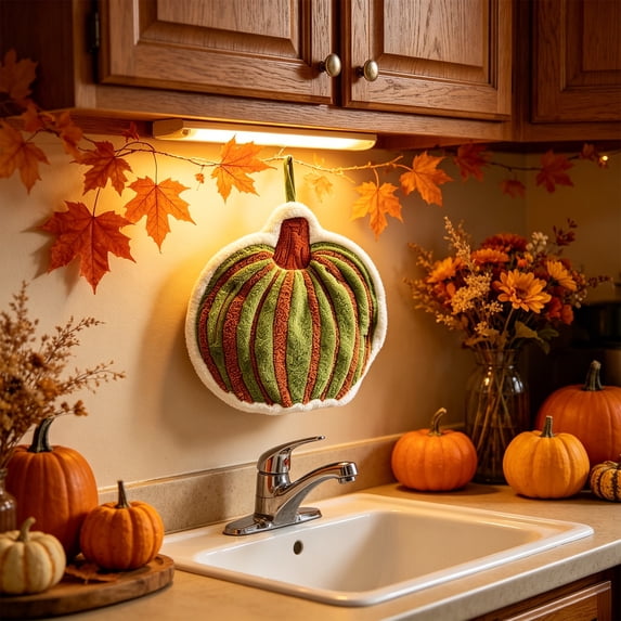 Talqzovs Fall Hand Towels for Bathroom , Absorbent Quick-Drying Pumpkin Hand Towels Kitchen Hanging Hand Towel for Bath Kitchen Living Room