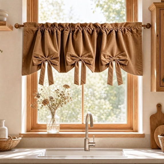 Talqzovs Valance Curtains,Velvet Short Curtain Window Treatment for Bedroom Living Room Kitchen 57x17.7in