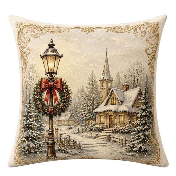 Talqzovs Vintage Christmas Throw Pillow Cover 18x18 , Winter Santa Deer Pillow Case Christmas Decor for Sofa Bedroom Christmas
