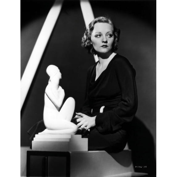 Talullah Bankhead wearing a Black Dress with Statue Photo Print (8 x 10)