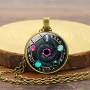 Taluosi Unisex Pentacle Constellation Zodiac Glass Cabochon Charm Necklace Wicca Jewelry