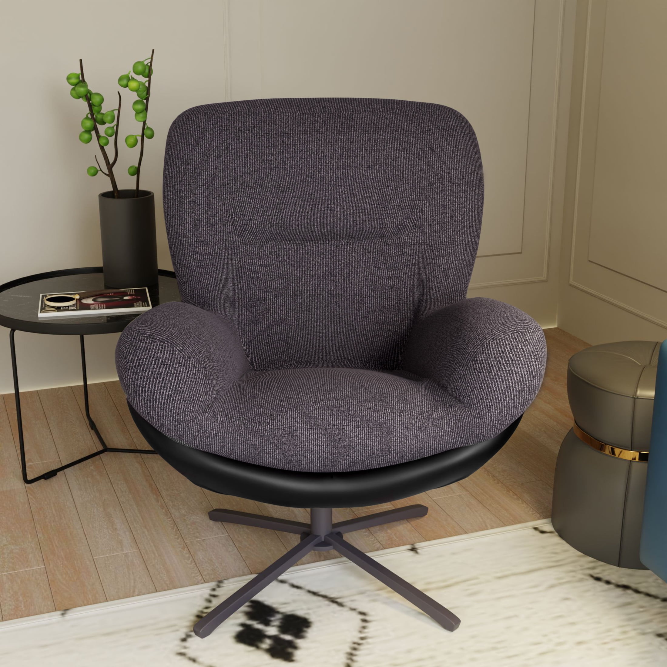Christopher Knight Home Talvora Modern 360° Swivel Upholstered Chenille Accent Chair with Metal Base
