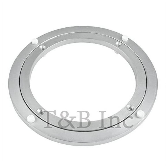 TamBee 10 Inch Aluminum Lazy Susan Heavy Duty Metal Rotating Hardware Turntable Bearings Ring 250mm Silver Turntable on Dining-Table