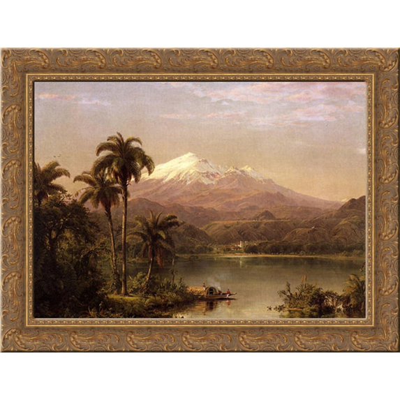 Tamaca Palms 24x20 Gold Ornate Wood Framed Canvas Art by Church, Frederic Edwin