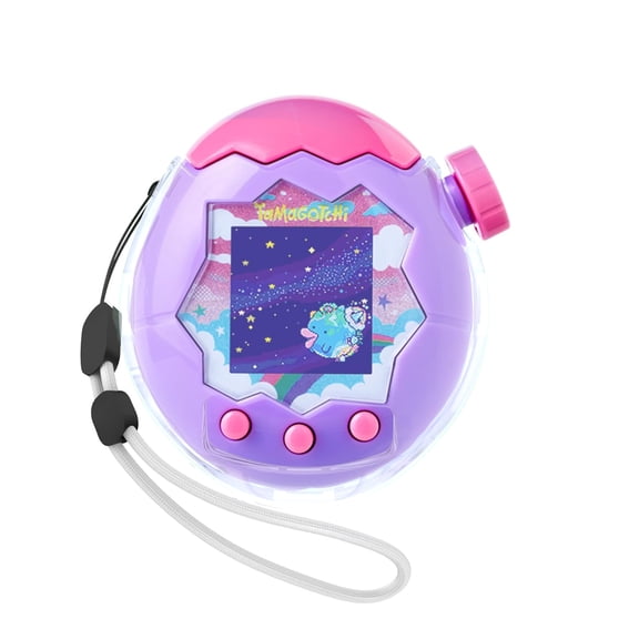 Tamagotchi Paradise - Purple Sky Interactive Digital Pet Toy Bundle with Clear Case (2 Items)