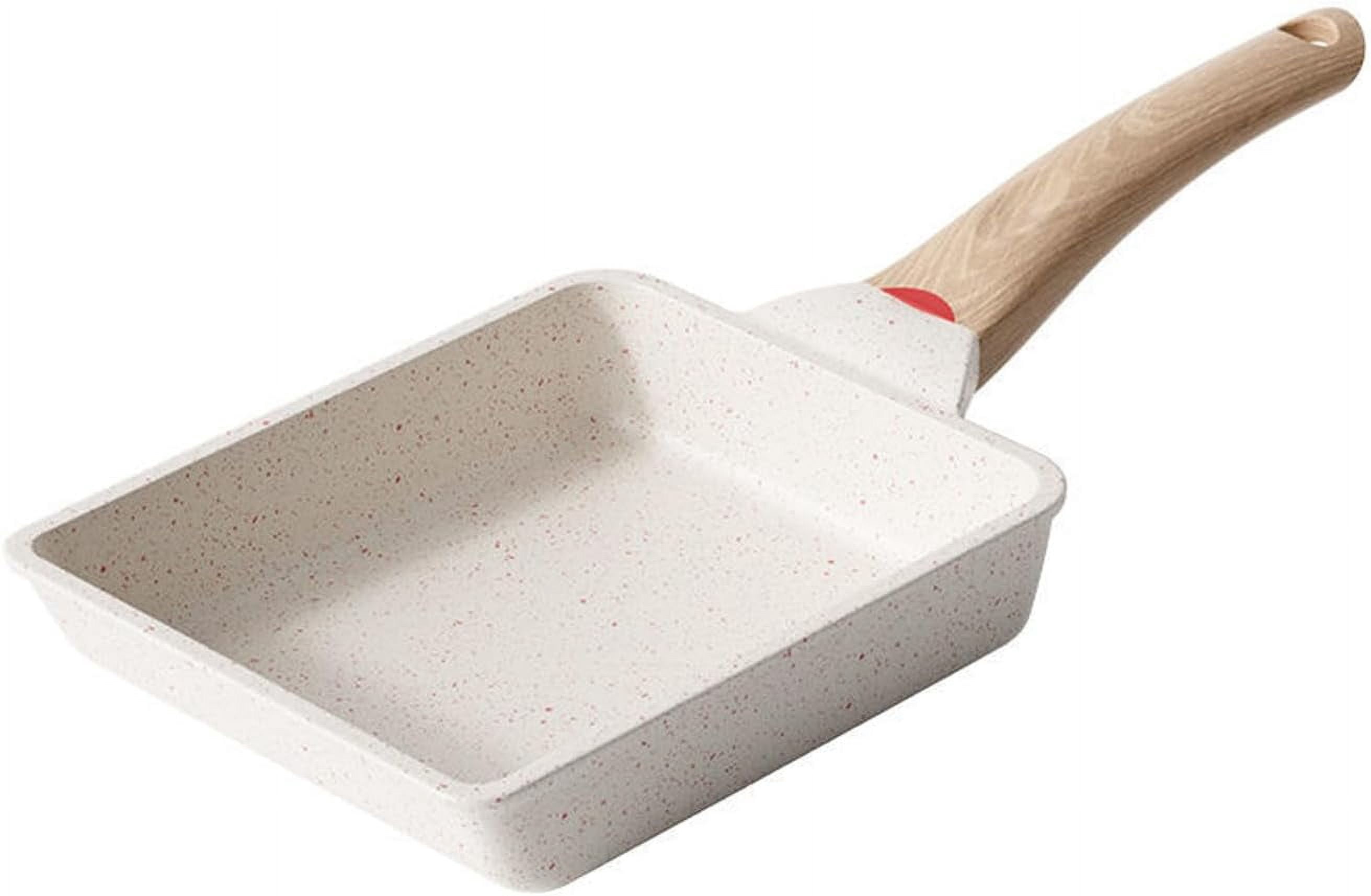 Tamagoyaki Pan,Japanese Omelette Pan,White Egg Pan, Non Stick Rectangle Pan,Small Frying Pan 6 X 7 Inch