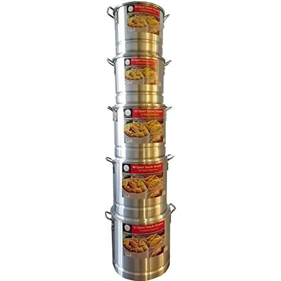 Tamale Steamer Vaporera Stock Pot Aluminum Tamale/Steamer 1 Set of 52 quart + 40 quart +32 quart + 24 quart +20 quart with steamer inserts and lids.$$Home Decor, Kitchen, & Other