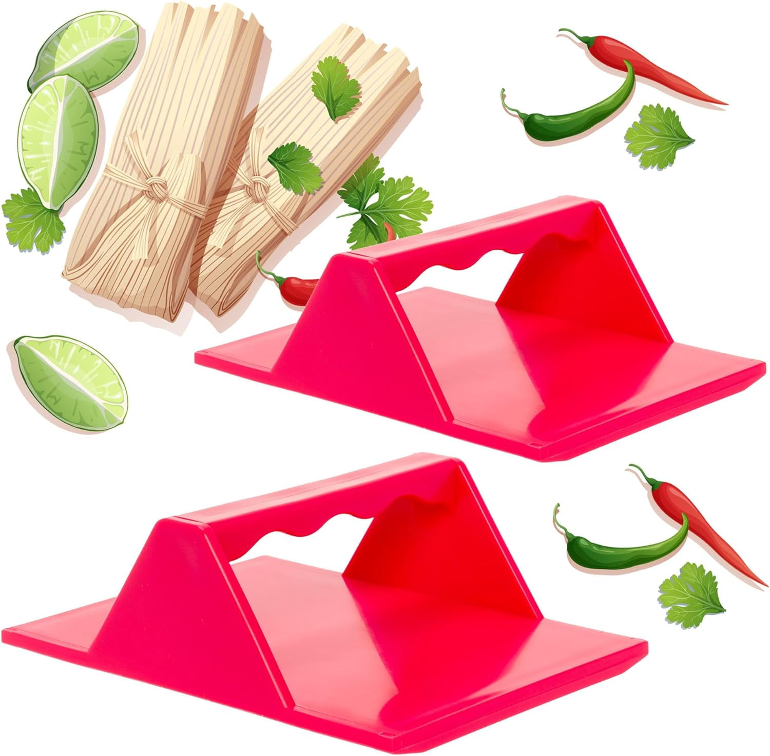 Tamales Masa Spreaders Easy Grip Ergonomic Handle Precise Thickness Control (2 Pack, Red