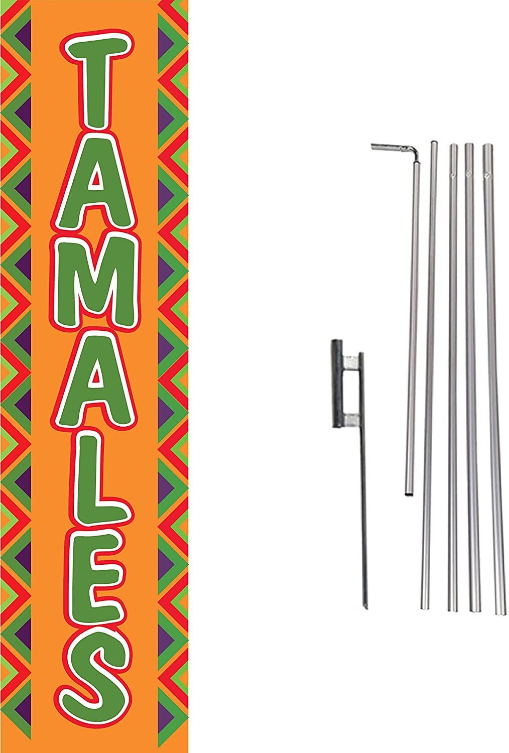 Tamales Mexican Restaurant Spanish Outdoor Advertising Rectangle Feather Banner Swooper Flag Sign with Flag Pole Kit and Ground Stake