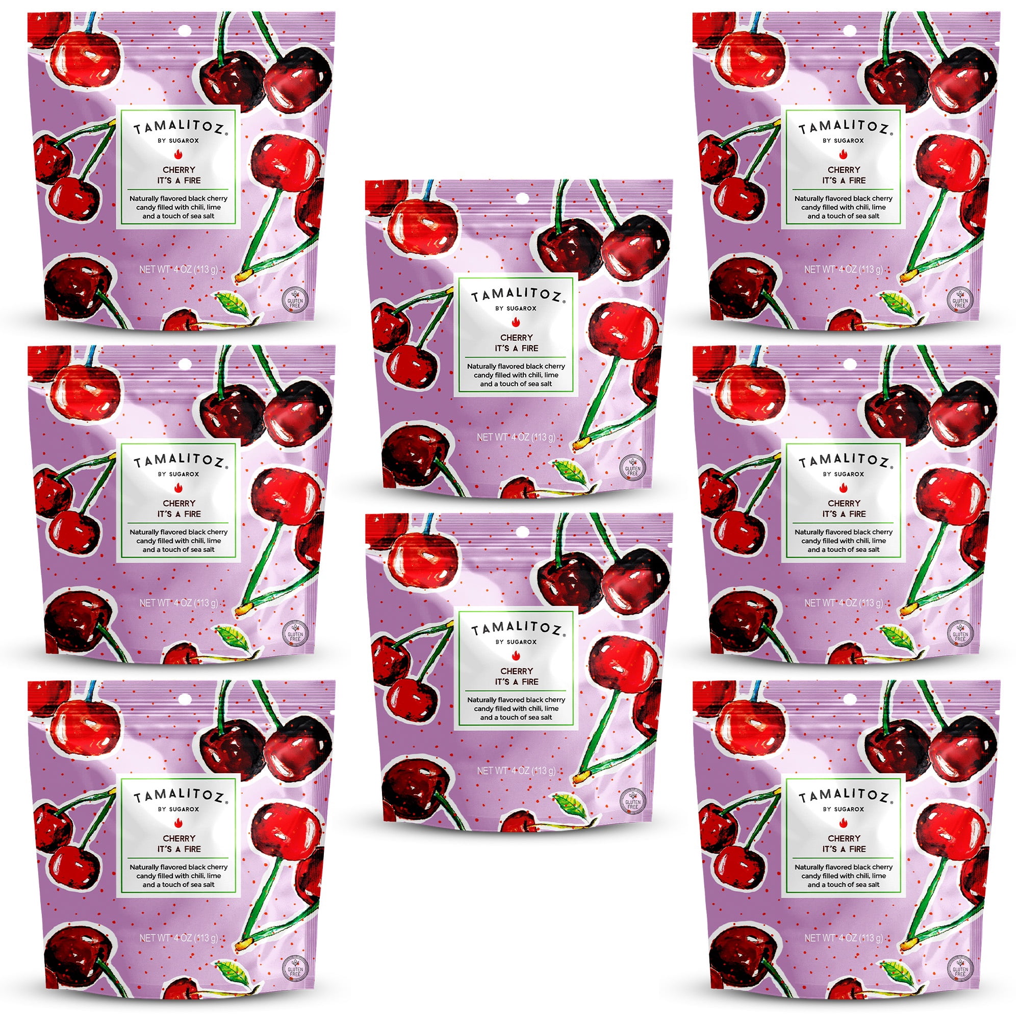 Tamalitoz Cherry, It’s a Fire – Spicy Cherry Mexican Hard Candy with Chile, Lime & Sea Salt – Handcrafted Candy, Gluten-Free, Kosher, 12 Bags – 4oz Each