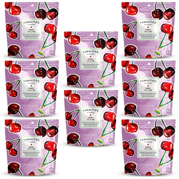 Tamalitoz Cherry, Its a Fire Spicy Cherry Mexican Hard Candy with Chile, Lime & Sea Salt Handcrafted Candy, Gluten-Free, Kosher, 12 Bags 4oz Each