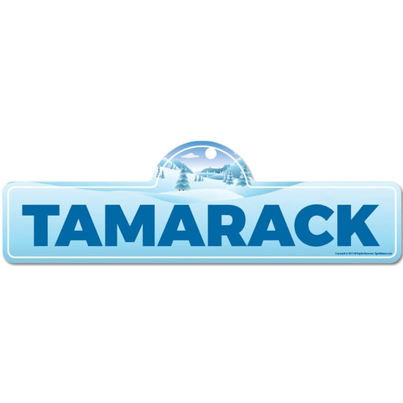 Tamarack Street Sign | Indoor/Outdoor | Skiing Skier Snowboarder Décor for Ski Lodge Cabin Mountian House | SignMission personalized gift