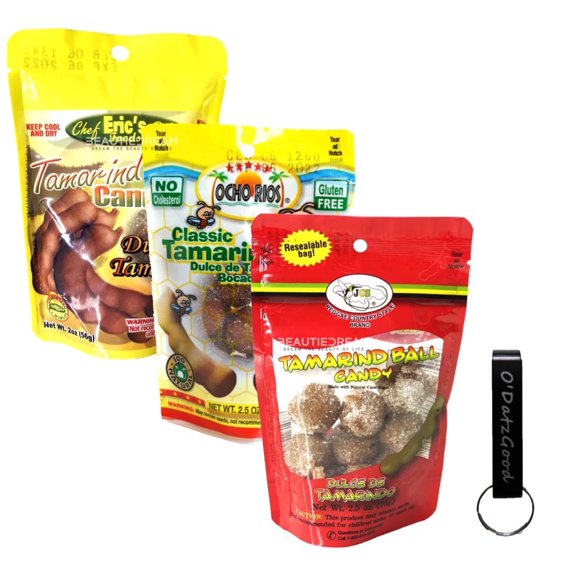 Tamarind Candy Balls Ocho Rios, Chef Eric’s, JCS Variety Pack of 3 (dulce de tamarindo) Packaged w/ ODatzGood