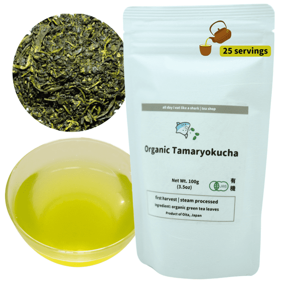 Tamaryokucha Organic Japanese Green Tea Loose Leaf, Curly Green Tea Leaves from Oita, Japan, Rare Organic Loose Leaf Tea, Alternative to Sencha, Direct from Japan Family Tea Farm