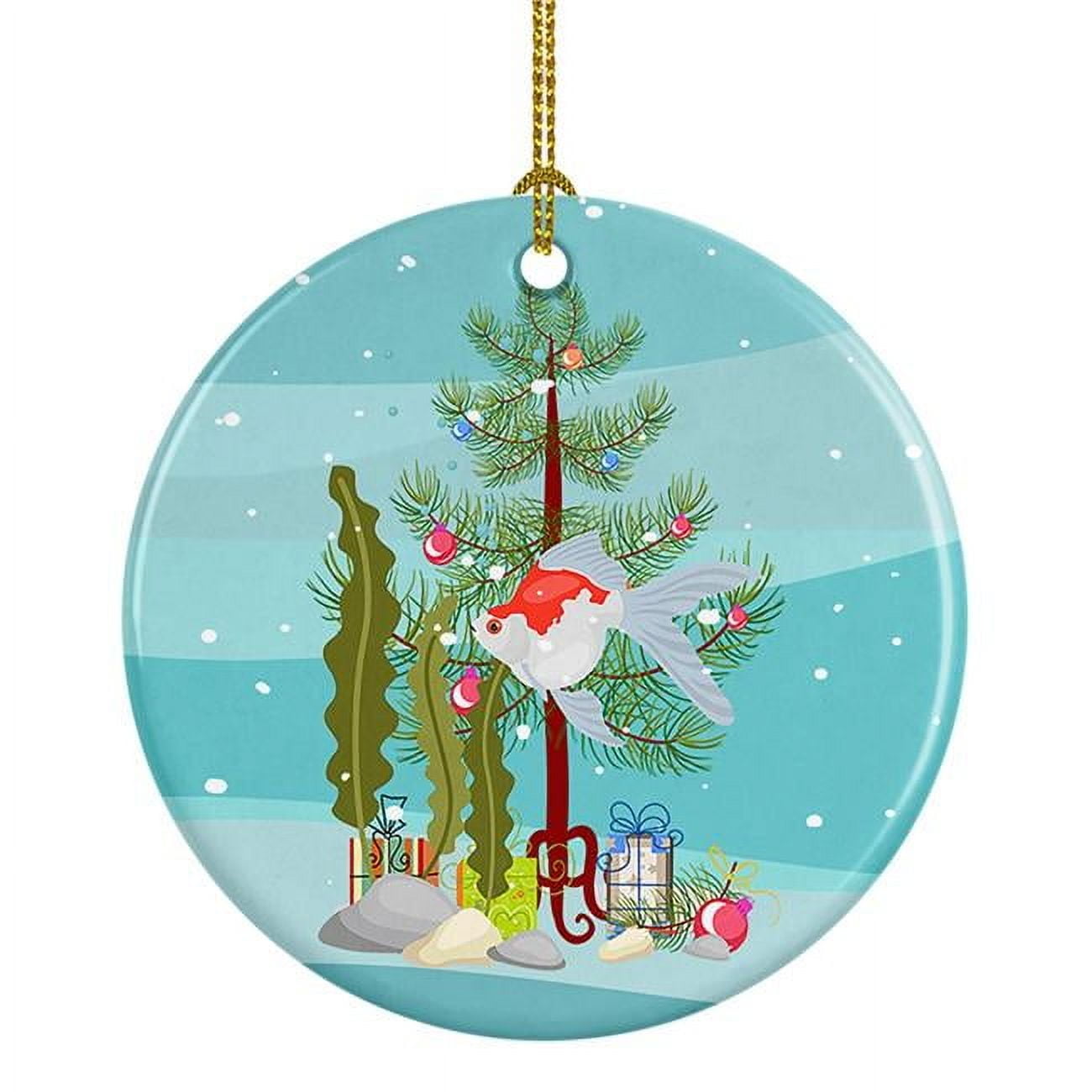Tamasaba Goldfish Merry Christmas Ceramic Ornament 2.8 in x 2.8 in
